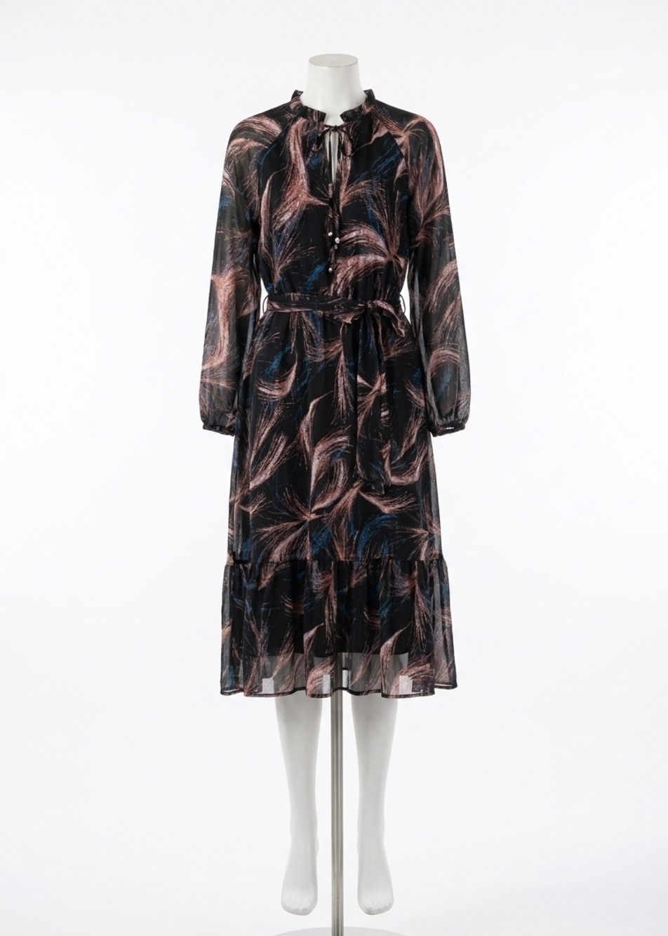 NEW MOLLY BRACKEN astra printed long dress in black lucie